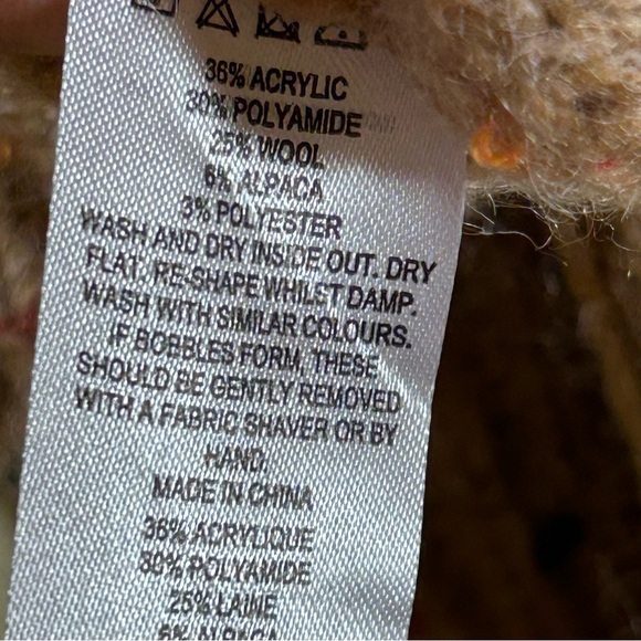 French Connection Size M Sweater Natalya Ribbed Sweater Camel Multi Wool Alpaca - Picture 5 of 11